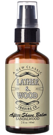 a bottle of Leather & Wood classic alcohol free after shave